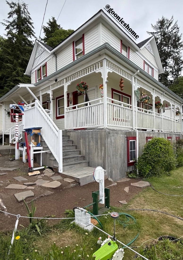 The wraparound porch of the Goonies House